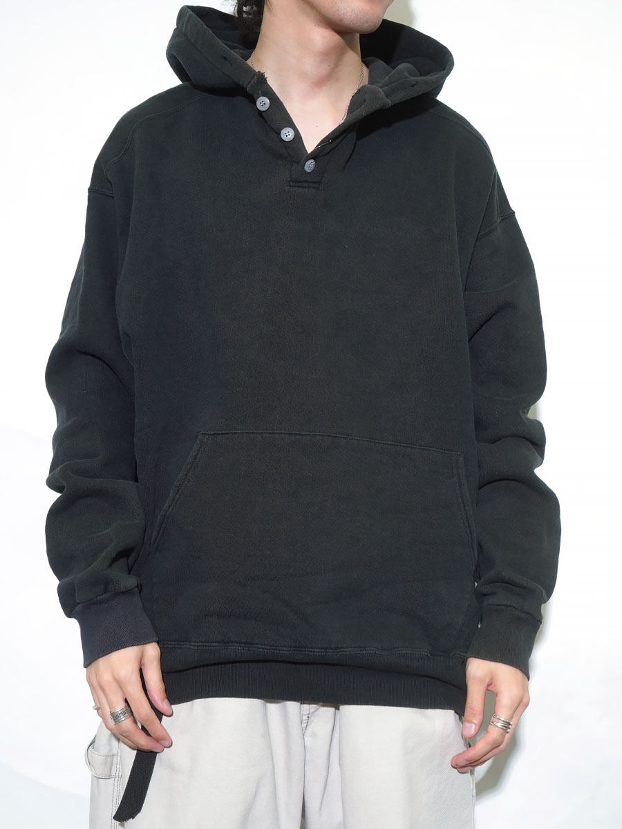 90'S RUSSELL ATHLETIC HIGH COTTON P/O SWEAT HOODIE BLK (SIZE. X