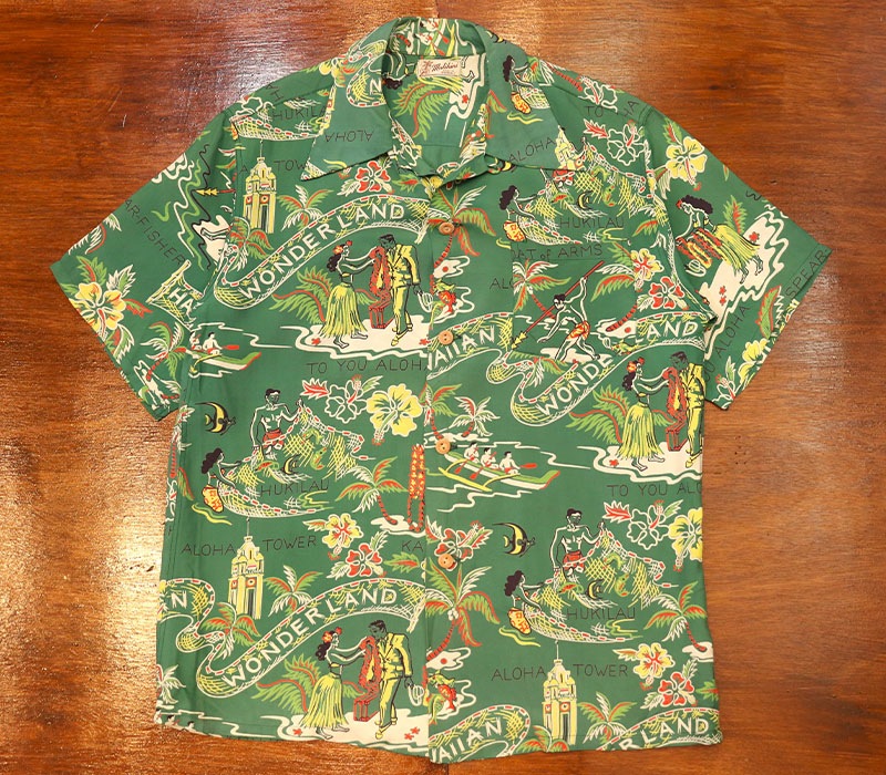 1950s HAWAIIAN SHIRT , WONDERLAND , Size M