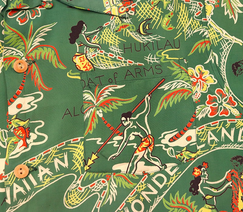 1950s HAWAIIAN SHIRT , WONDERLAND , Size M