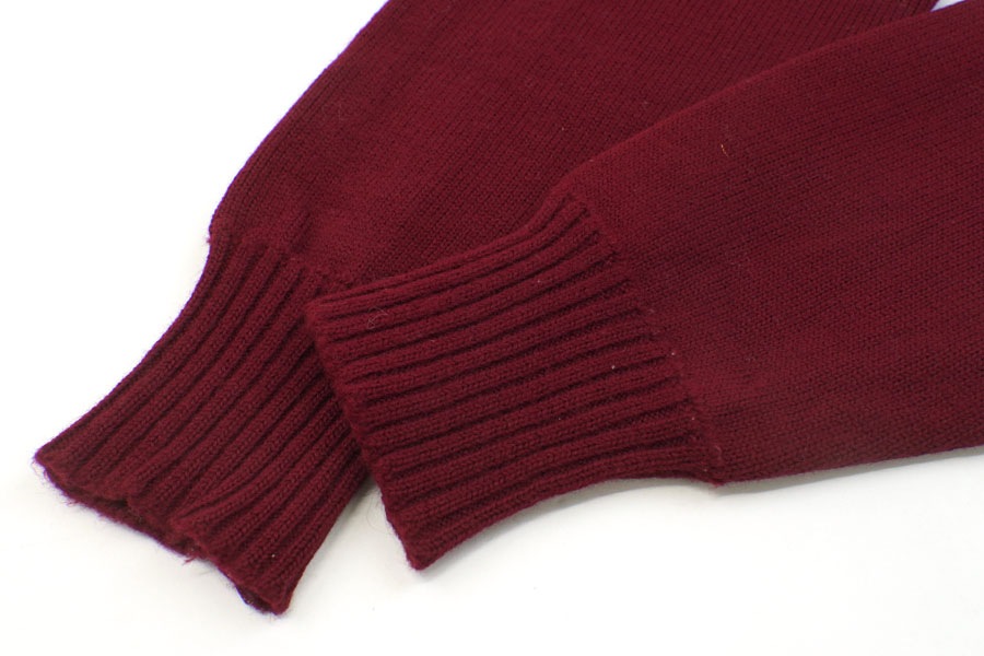 50'S DEHEN KNITTING CO. 100%WOOL LETTERED CARDIGAN BURGUNDY (SIZE