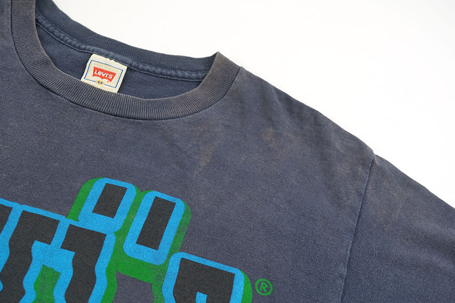 90's Levi's 青緑黒 ロゴプリント Tシャツ 表記(M) USA製