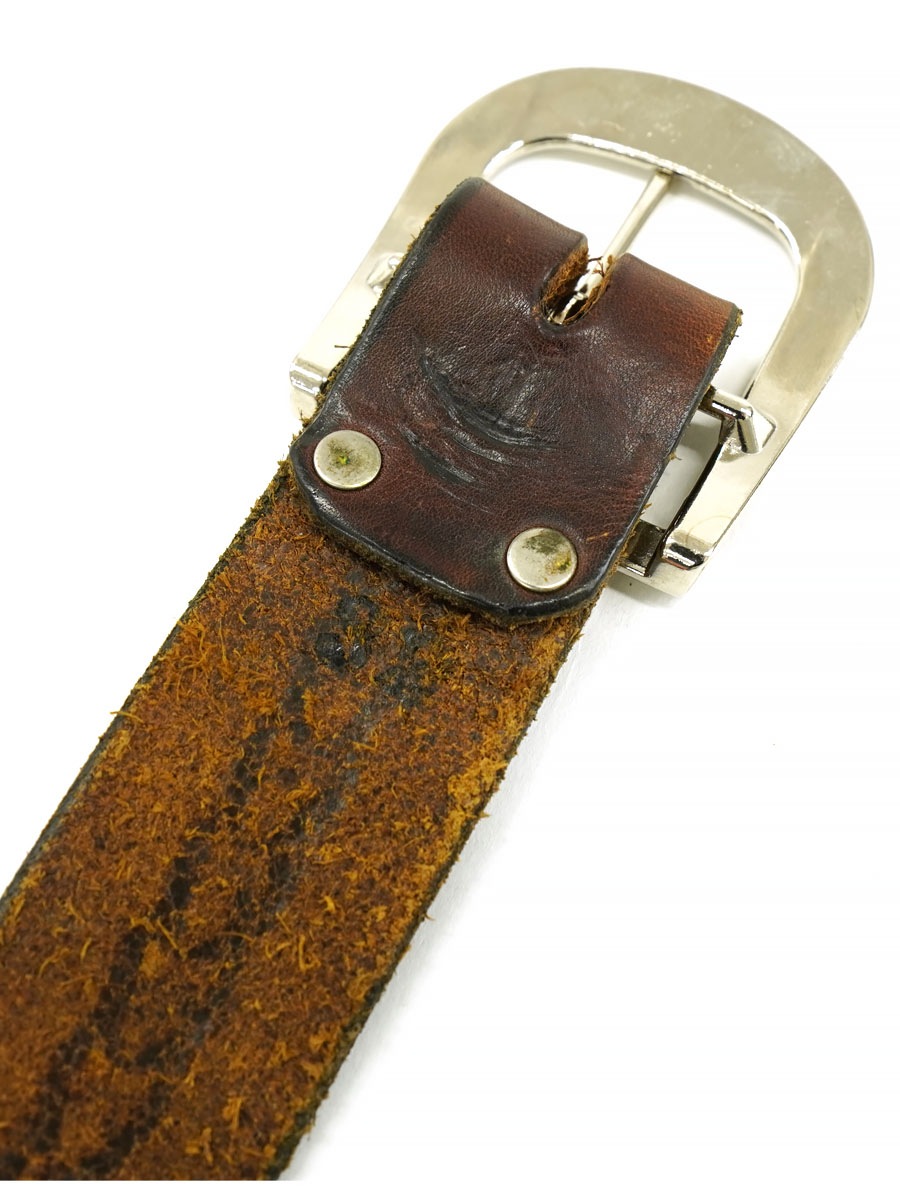 CARVING LEATHER BELT WITH D-CUN BUCKLE BROWN (APPROX. 32) MADE IN USA