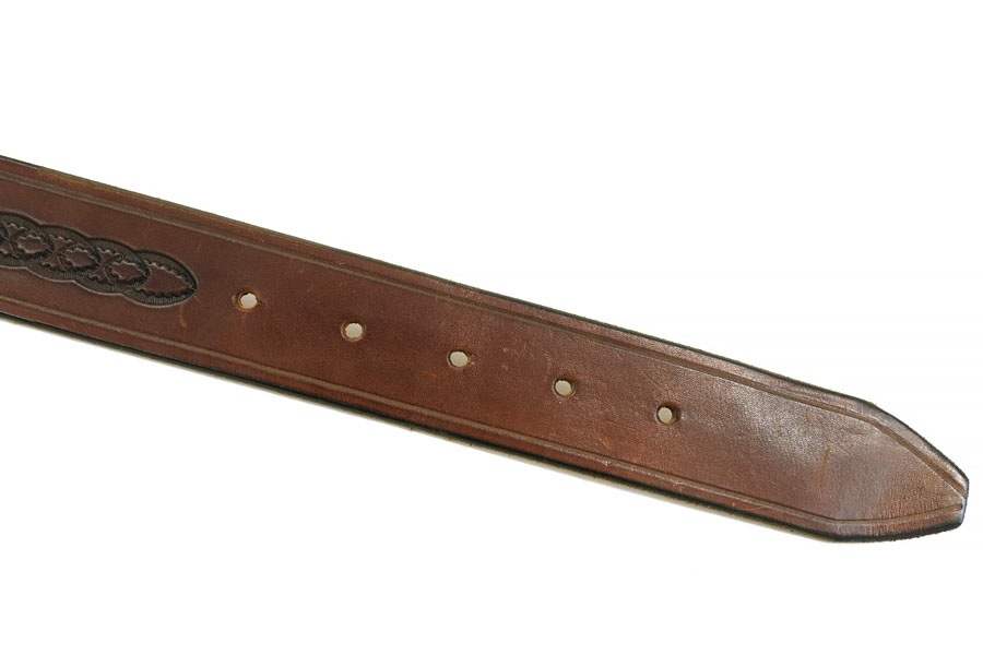 CARVING LEATHER BELT WITH D-CUN BUCKLE BROWN (APPROX. 32) MADE IN USA
