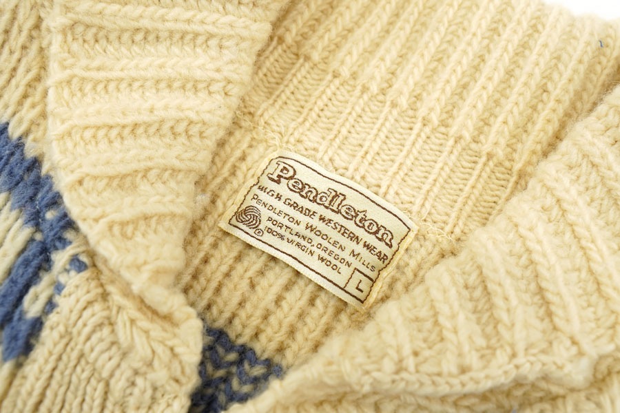 70's PENDLETON HIGH GRADE WESTERN WEAR ZIP-UP WOOL KNIT CARDIGAN