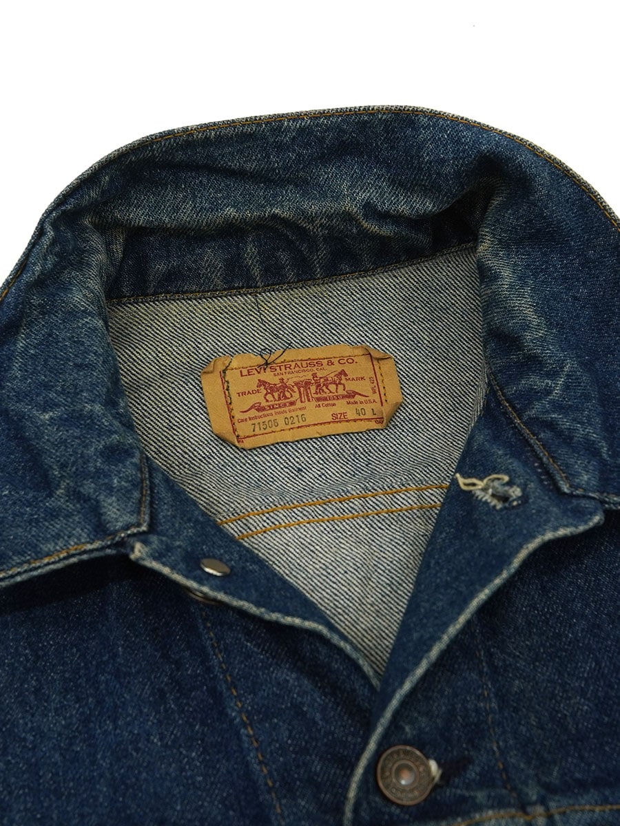 Levi's ブルーデニムジャケット xxs 80's Levi's 71506-0216 4ポケ デニムジャケット 濃青 表記(40L) USA製
