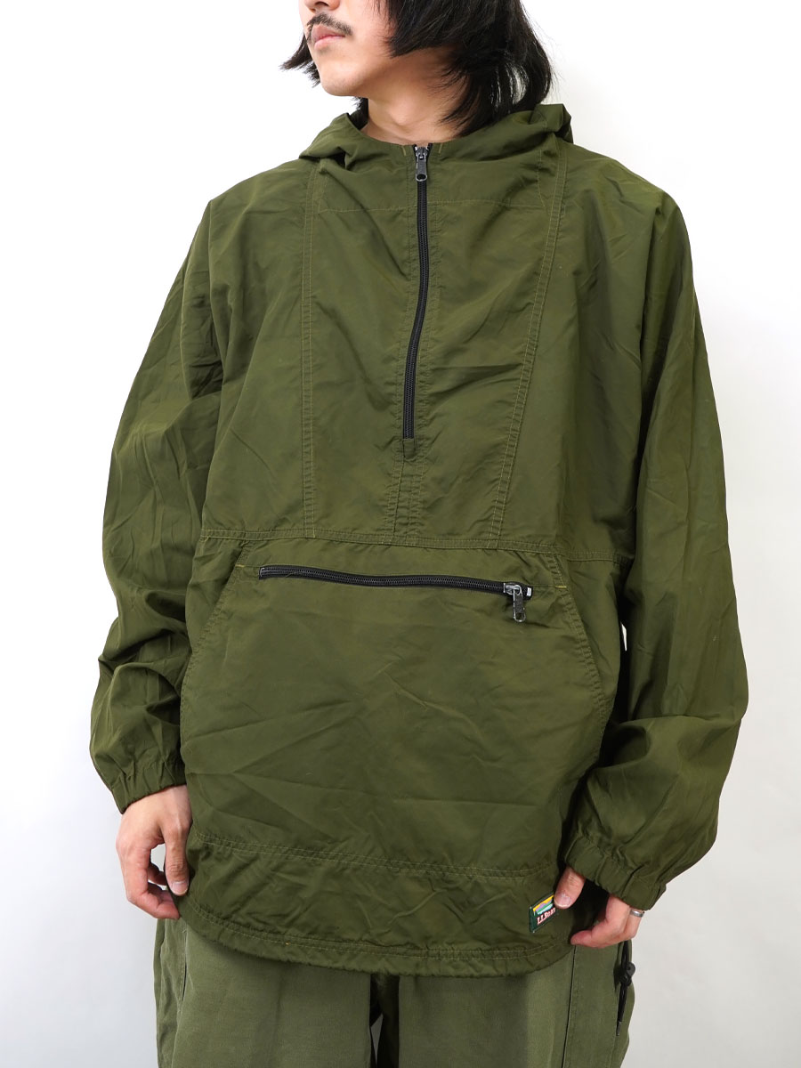 90's～ L.L.BEAN アノラックパーカー 実寸(XL位) 単色オリーブ