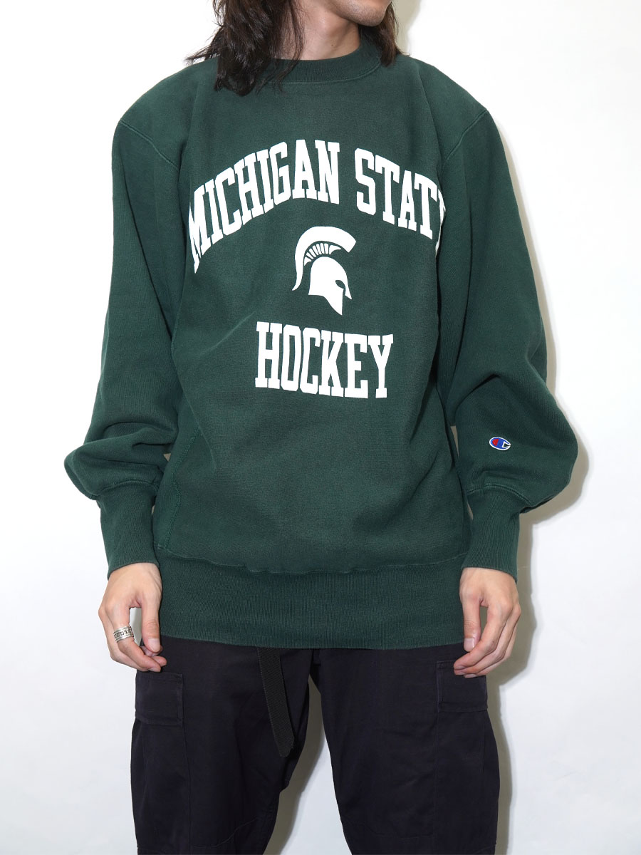 新しい 90's 刺繍タグ チャンピオンRW ''MICHIGAN STATE HOCKEY'' 3段 シャツ