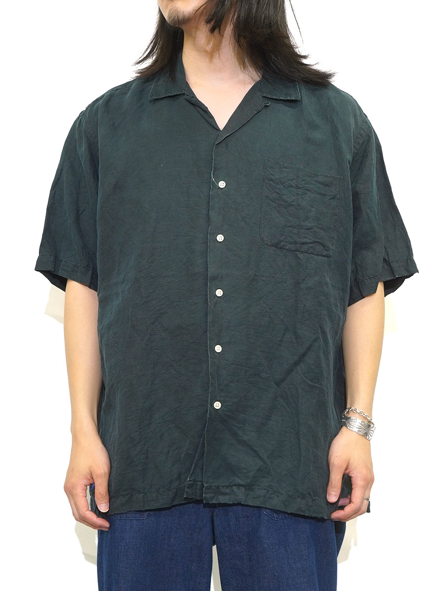 RALPH LAUREN CALDWELL SILK×LINEN LOOP COLLAR S/S SHIRT (SIZE.X