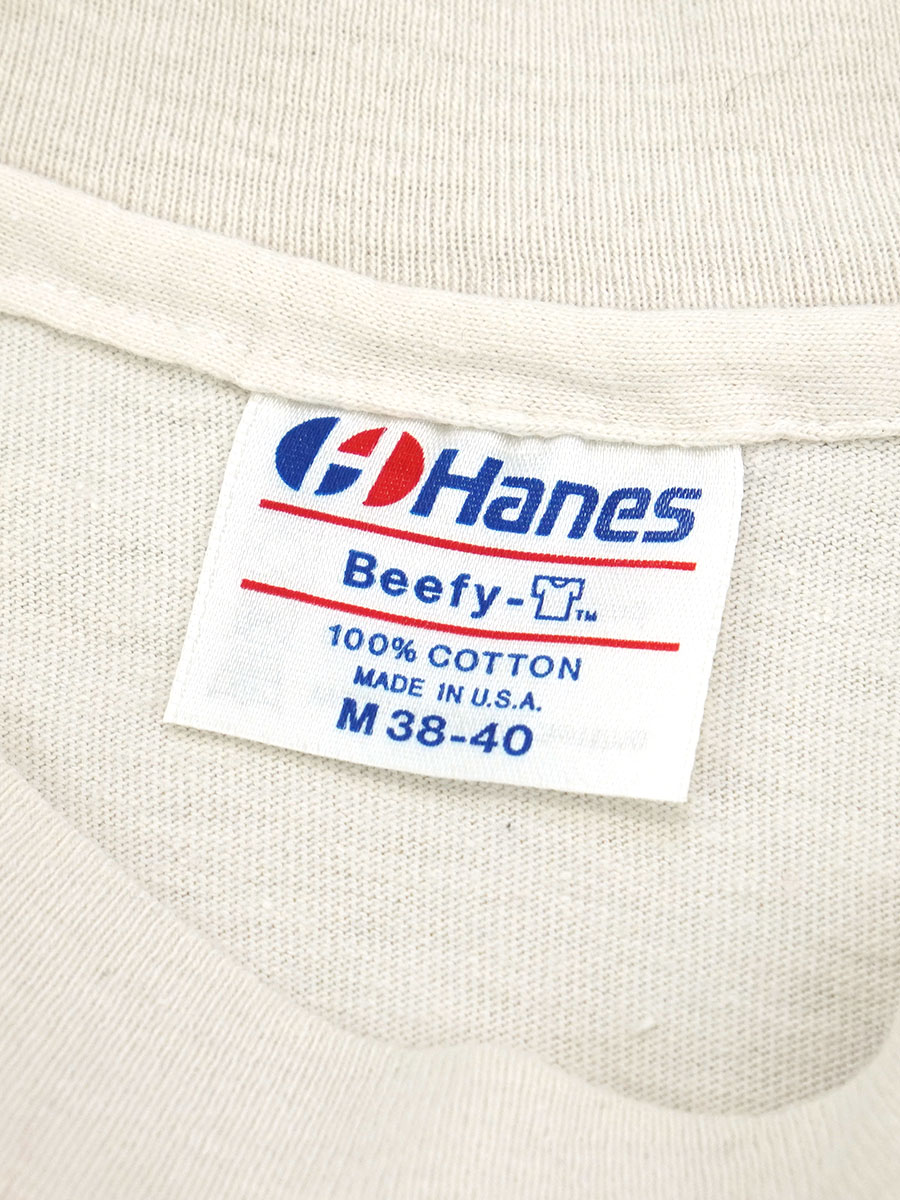80年代　Hanes USA製　Laker's プリントTシャツ 80s USA製 染み込みプリント 風刺 半袖Tシャツ 黄色系 L程度