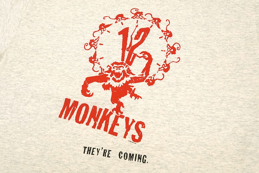 90'S MURINA ''12 MONKEYS'' T SHIRT OATMEAL (SIZE.X LARGE) MADE IN USA NOS