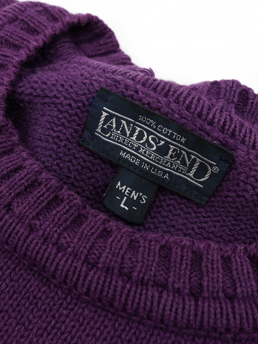 90's LAND'S END 100%コットン ドリフターセーター パープル 表記(L