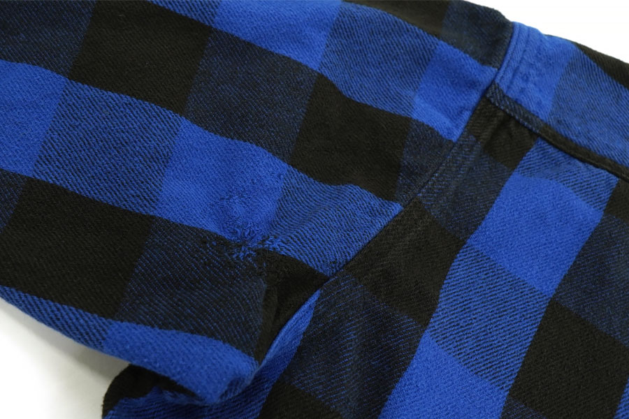 90's～ FIELD&STREAM 青×黒 ブロックチェック柄 フランネルシャツ 表記(XL-TALL)