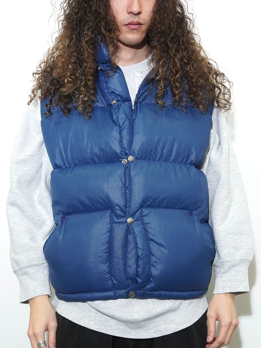 70's 茶タグ THE NORTH FACE リップストップ ダウンベスト ネイビー