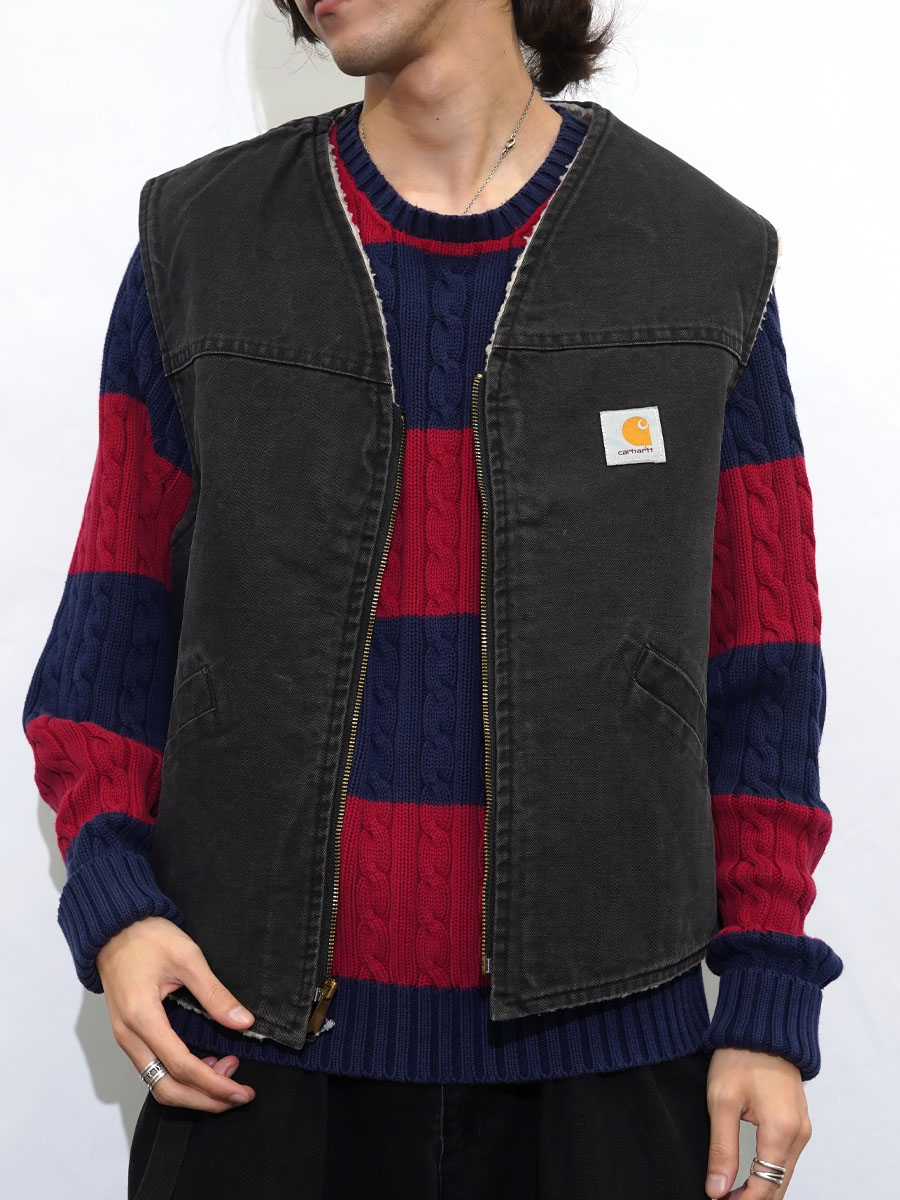 90's カーハート 裏ボア ダックベスト 黒 実寸(XL位) | NEW ITEM