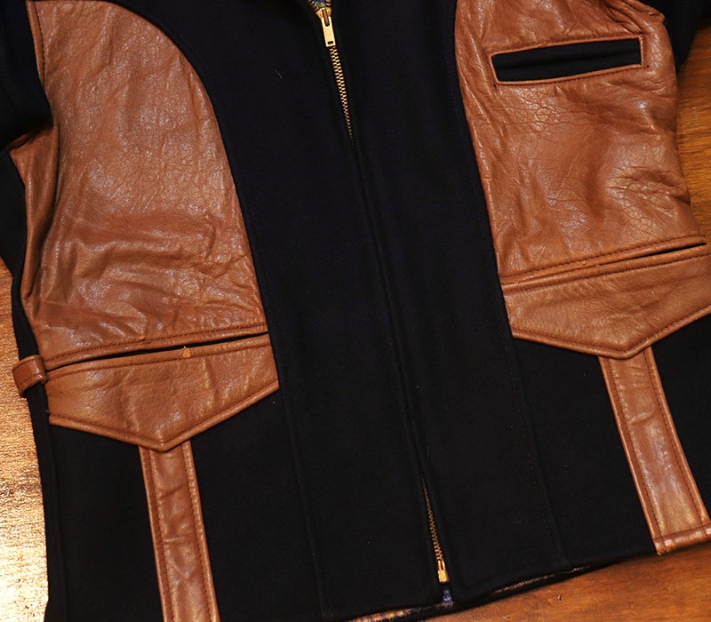 1940s WOOL x LEATHER JACKET , Size 40