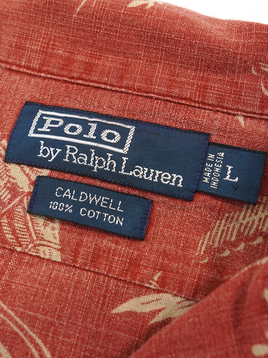 ラルフローレン ''CALDWELL'' 総柄 ループカラー ショートスリーブコットンシャツ 表記(L)