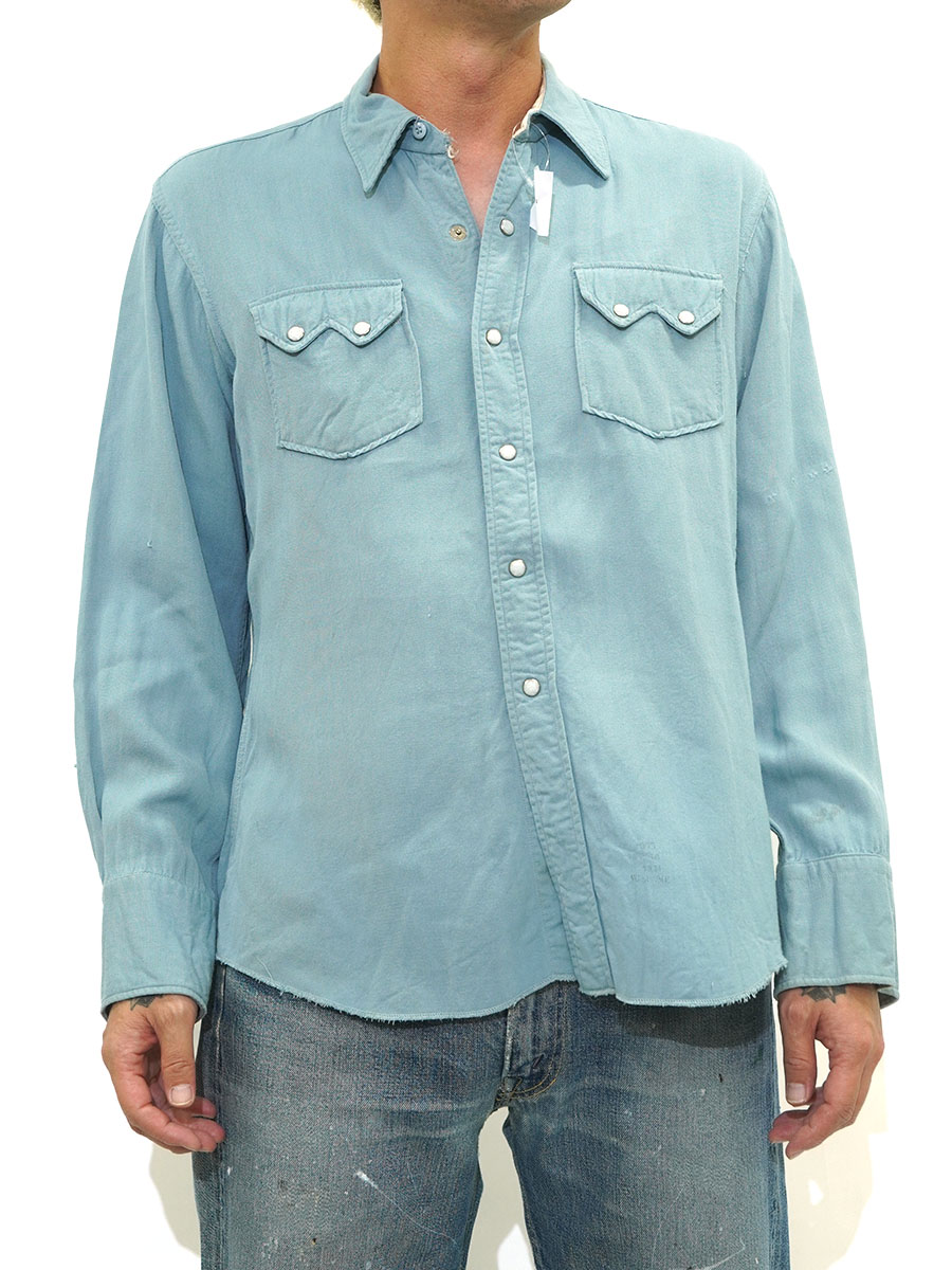 50S～ RAYON WESTERN SHIRT LIGHT BLUE (SIZE.M) | NEW ITEM