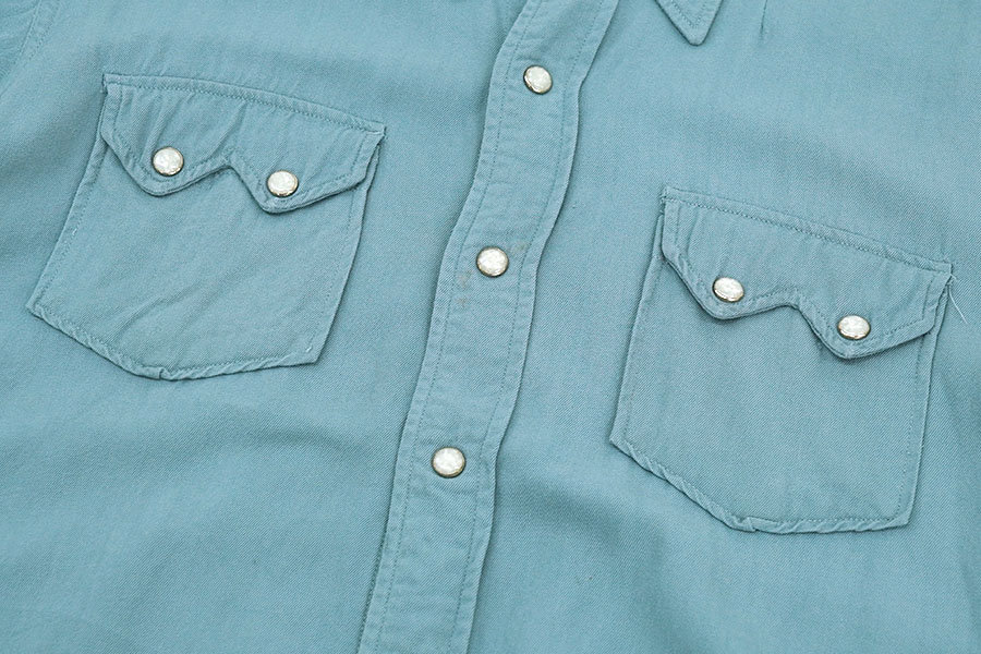 50S～ RAYON WESTERN SHIRT LIGHT BLUE (SIZE.M)