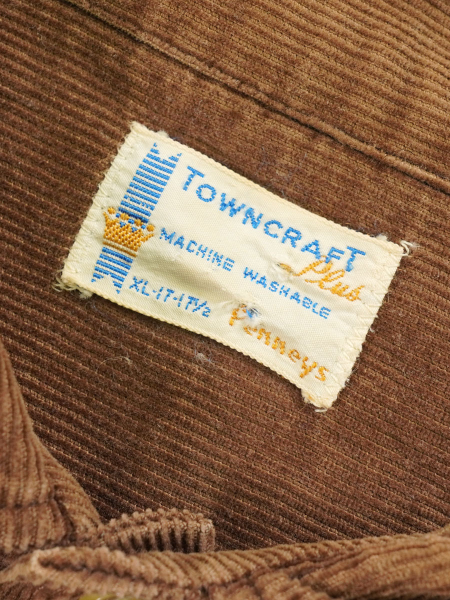 60's TOWNCRAFT ボックス型 コーデュロイシャツ ブラウン 表記(XL