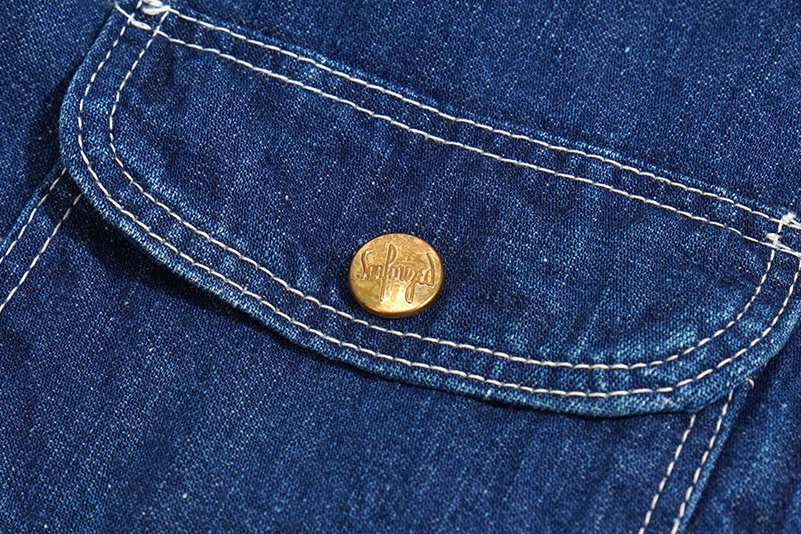 40's Sanforized/月桂樹ボタン 大戦 デニムカバーオール 濃青 良雰囲気