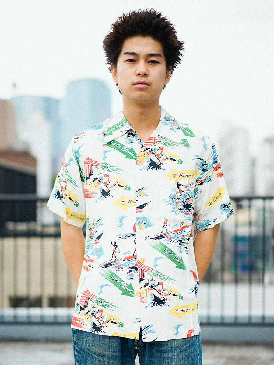 50'S JANTZEN RAYON HAWAIIAN SHIRT (SIZE.SMALL) | NEW ITEM