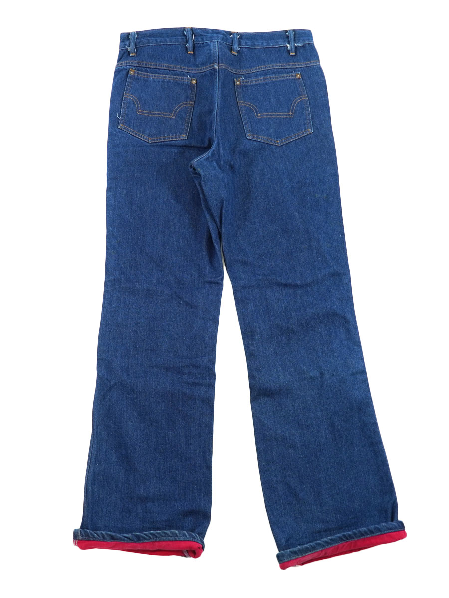 70'S QUNDER MOUNTAIN 5POCKET JEANS RED LINER  (APPROX.W34 L32)