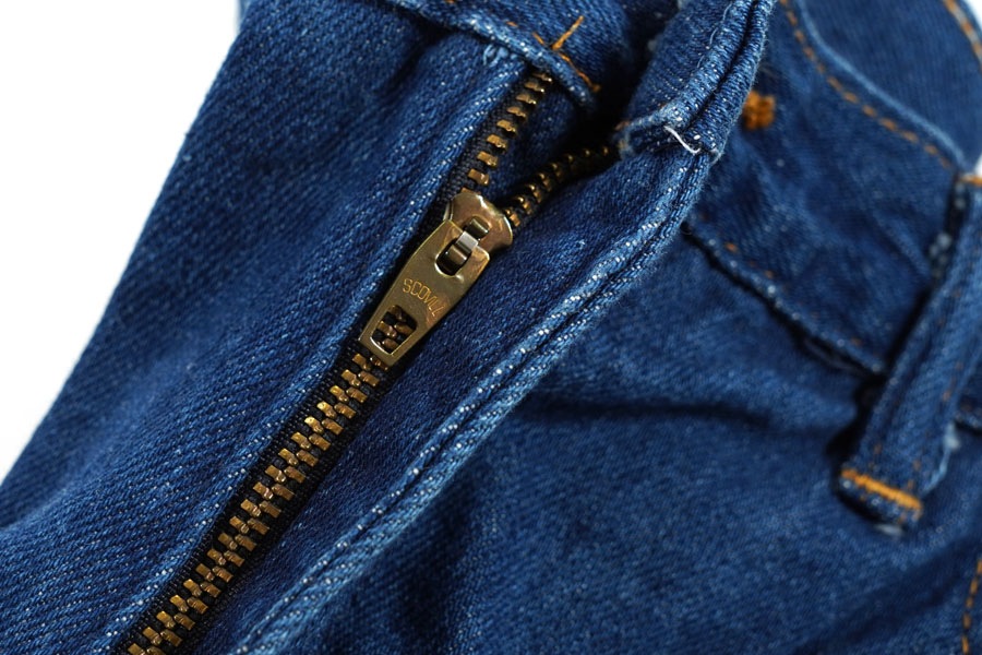70'S QUNDER MOUNTAIN 5POCKET JEANS RED LINER  (APPROX.W34 L32)