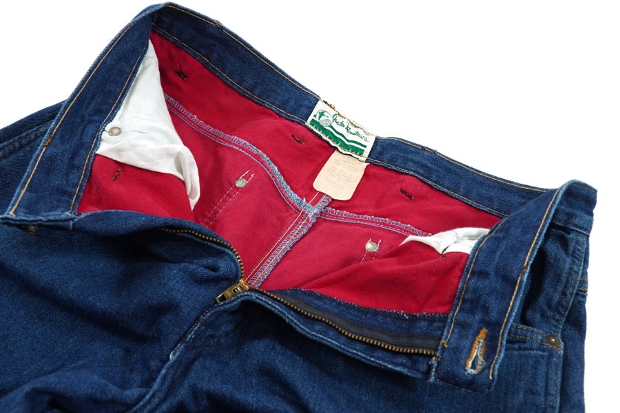 70'S QUNDER MOUNTAIN 5POCKET JEANS RED LINER  (APPROX.W34 L32)