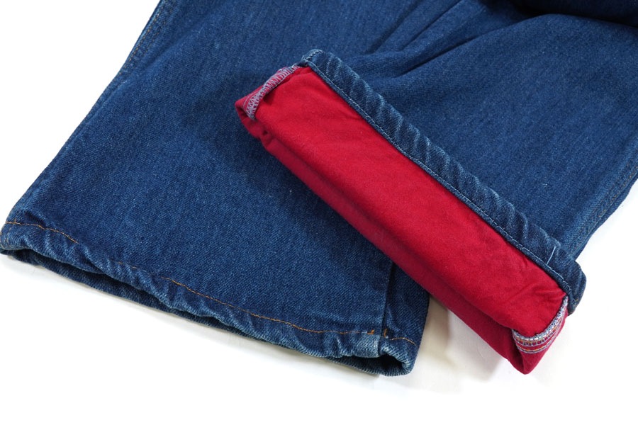 70'S QUNDER MOUNTAIN 5POCKET JEANS RED LINER  (APPROX.W34 L32)