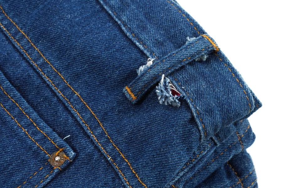 70'S QUNDER MOUNTAIN 5POCKET JEANS RED LINER  (APPROX.W34 L32)