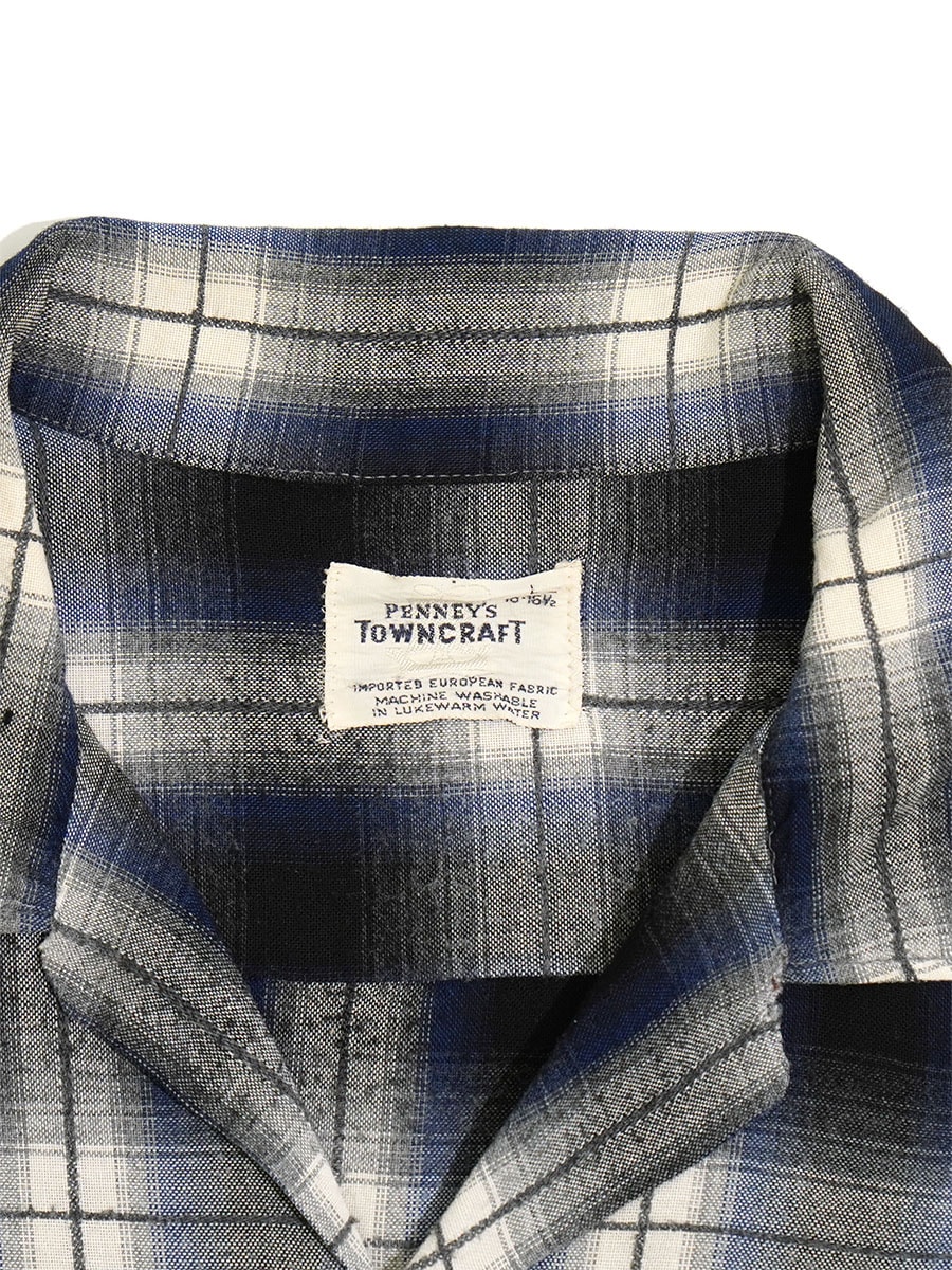 60's PENNEY'S TOWNCRAFT ループカラー オンブレーチェック L/S