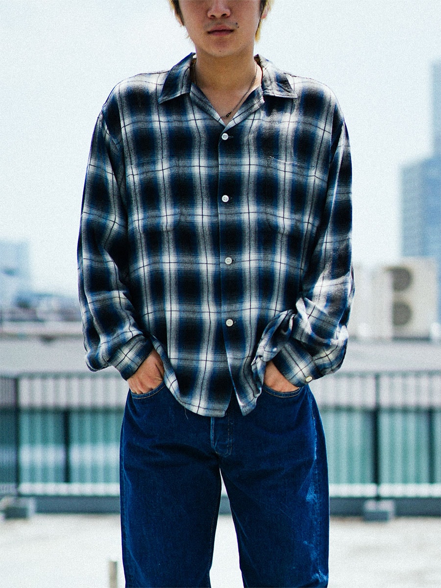 60's PENNEY'S TOWNCRAFT ループカラー オンブレーチェック L/S