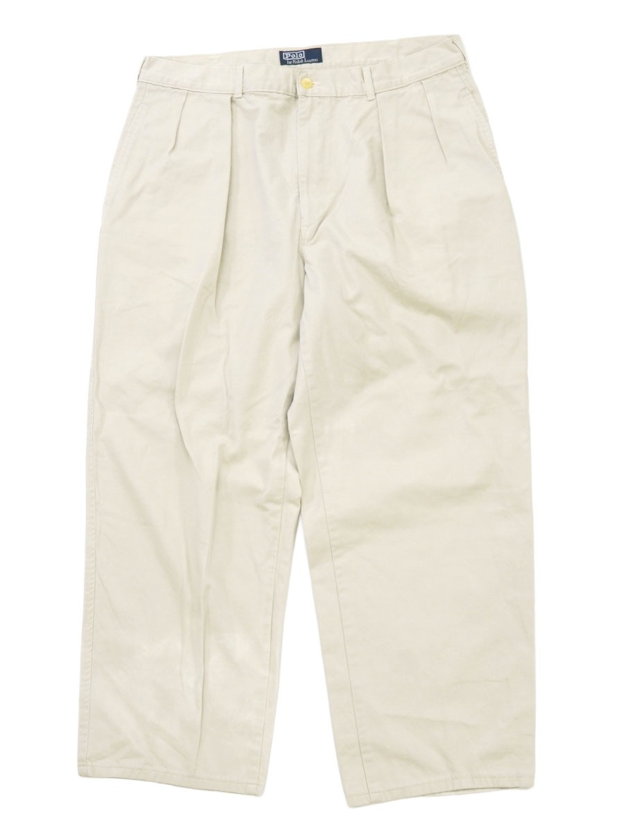 RALPH LAUREN 2 TUCK COTTON CHINO PANTS LIGHT BEIGE (SIZE.W38 L30