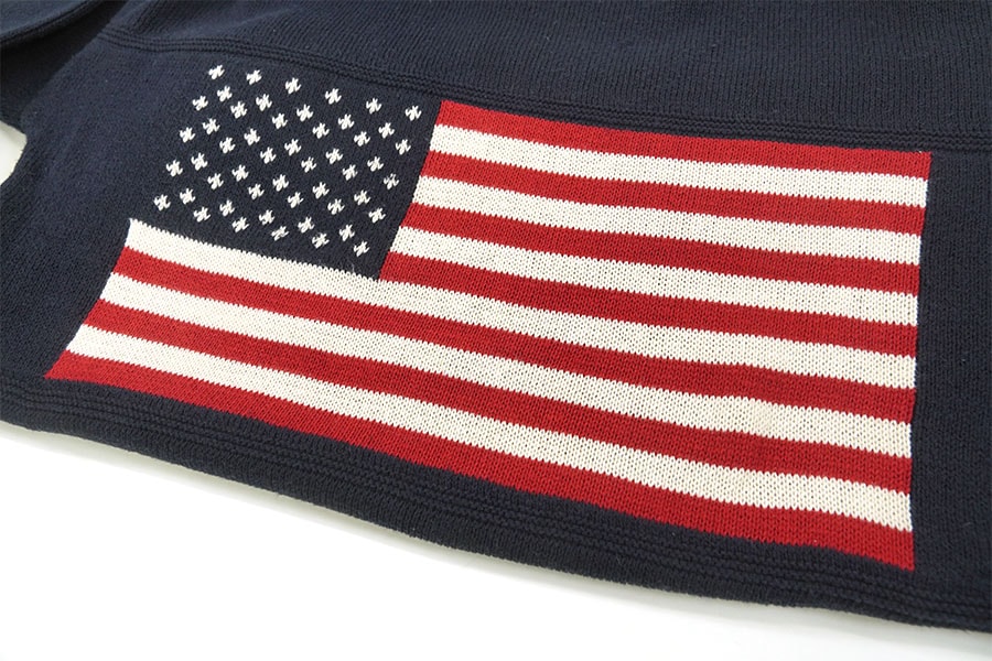 90's RETRIEVER 星条旗柄 コットンニットセーター ネイビー 表記(M