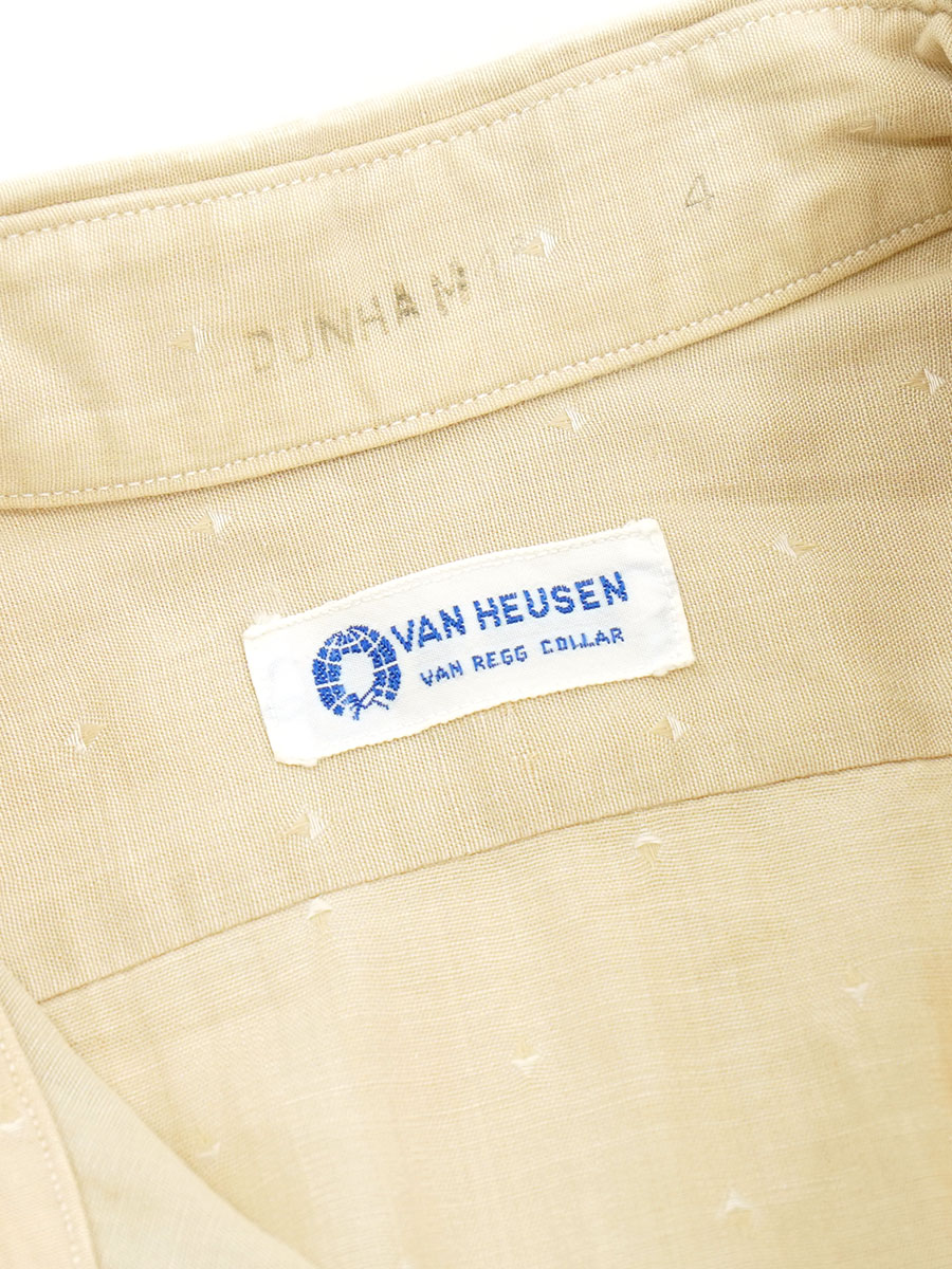 50's VAN HEUSEN ダイヤ柄 マチ付き ドレスシャツ ライトベージュ 表記(14 1/2)