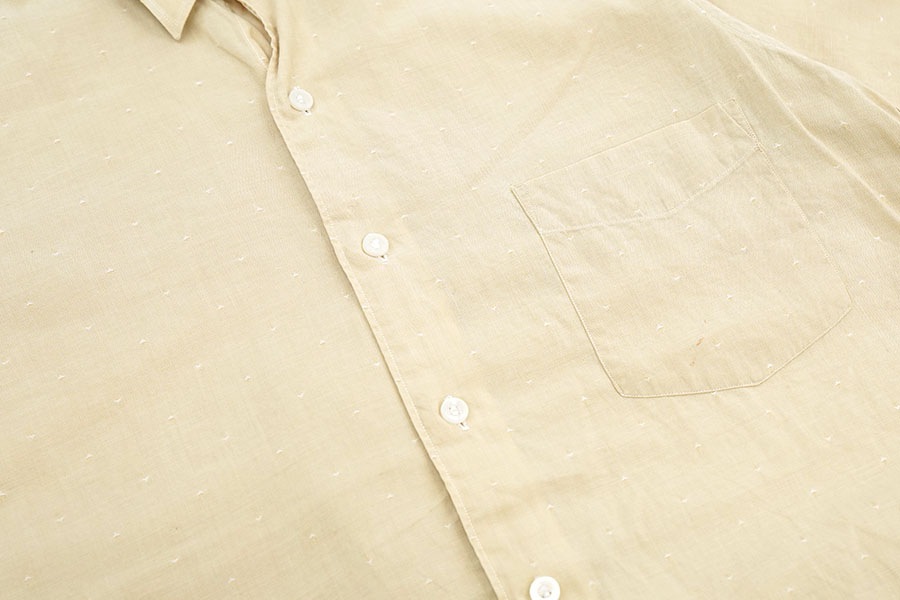 50's VAN HEUSEN ダイヤ柄 マチ付き ドレスシャツ ライトベージュ 表記(14 1/2)