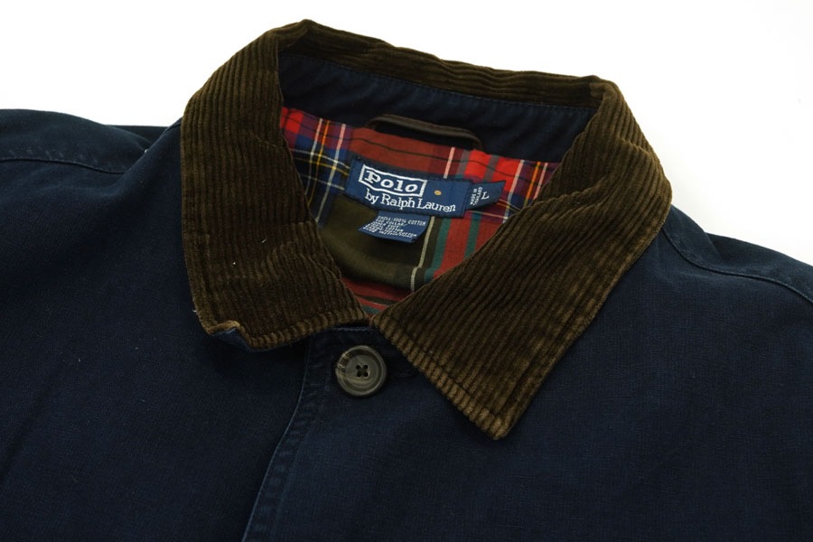 現行 ポロラルフローレン ハンティングジャケット M 裏地チェック 襟切り替え 中古・古着通販】POLO RALPH LAUREN (ポロ・ラルフローレン
