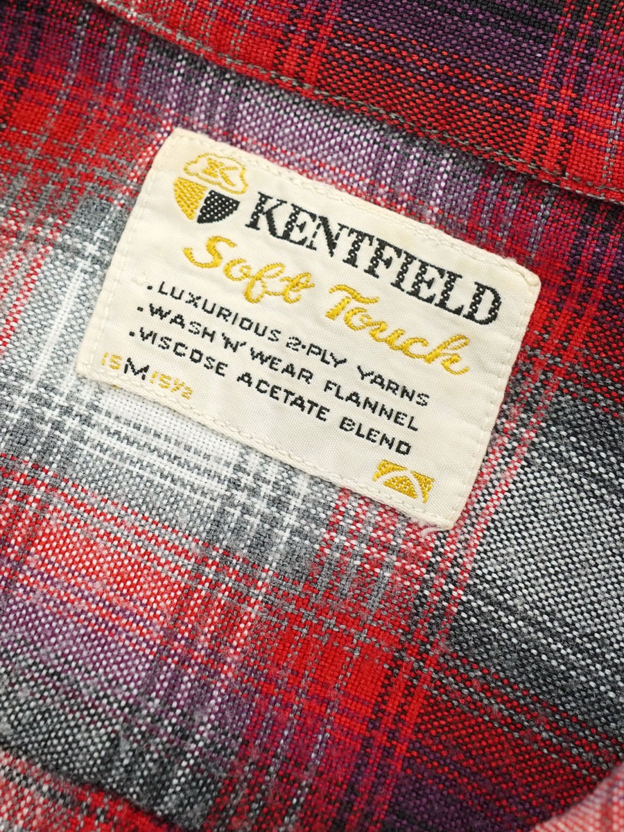 60's KENTFIELD オンブレーチェック レーヨンシャツ 表記(M