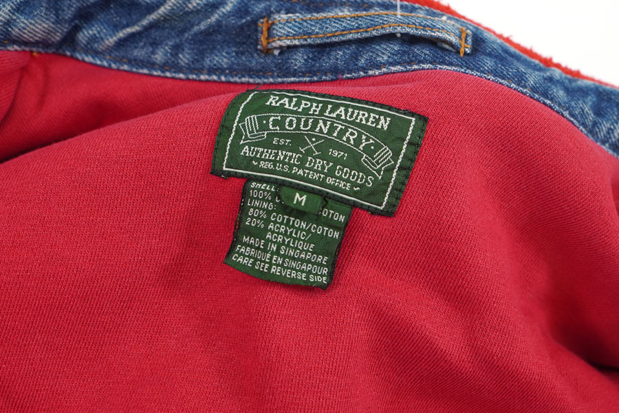 90's POLO COUNTRY フード付き スウェットライナー デニム