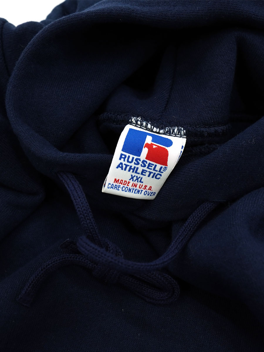 90's RUSSELL ATHLETIC 無地スウェットパーカ ネイビー 表記(XXL) USA