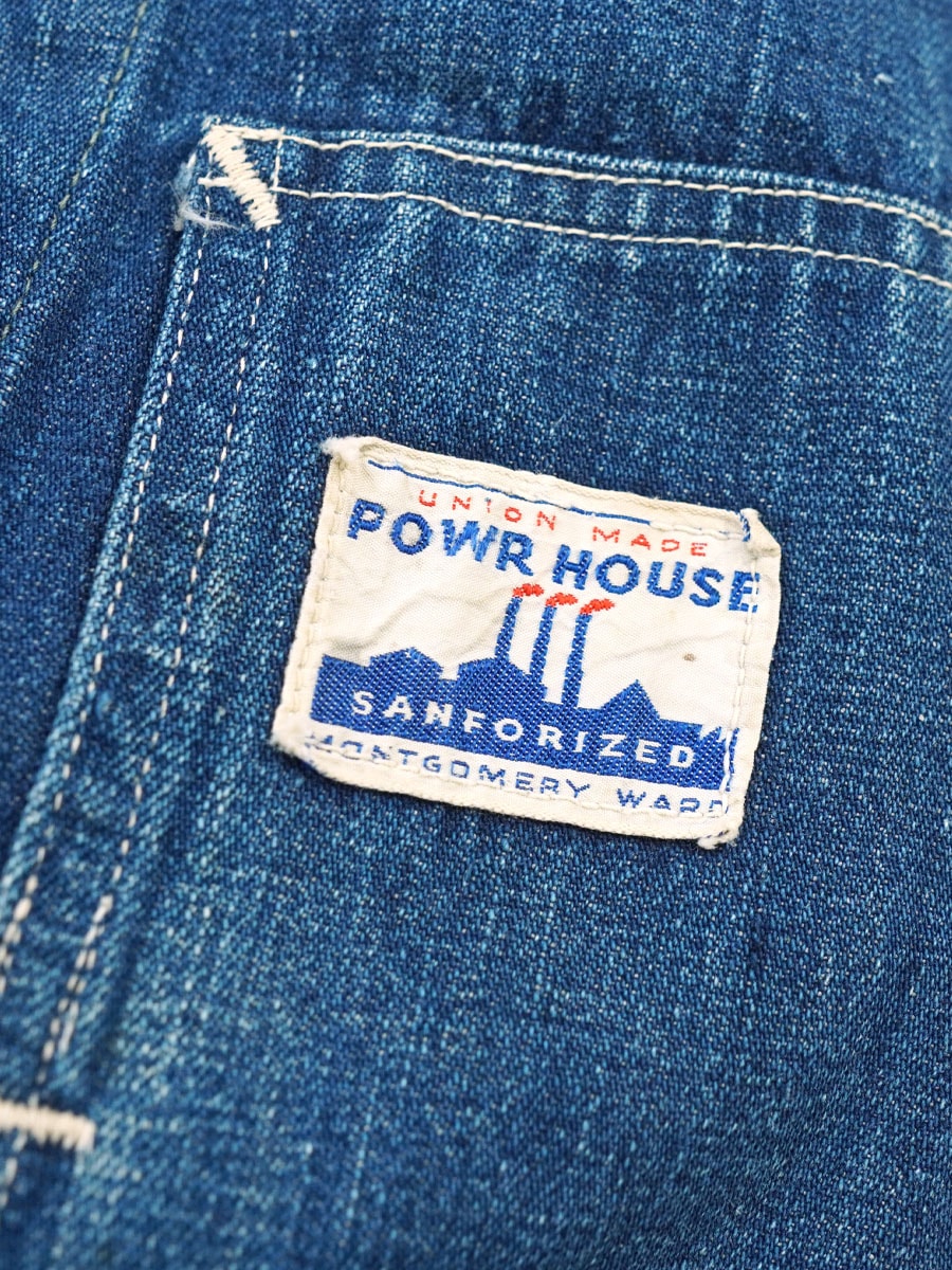 40's POWR HOUSE ダブル襟 13スター デニムカバーオール 良雰囲気 実寸