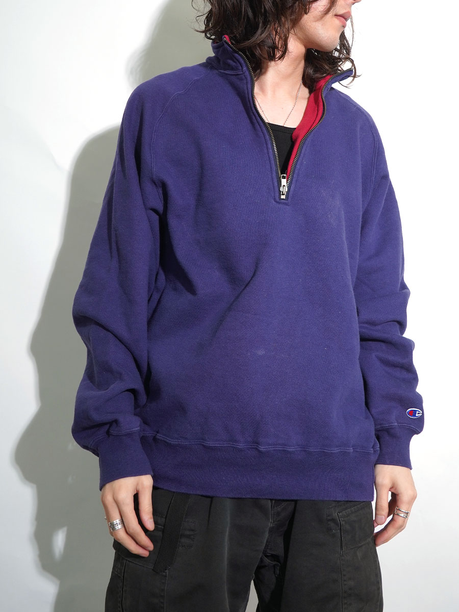 90's チャンピオン 襟裏切り替え ハーフジップスウェット 表記(XL) USA製