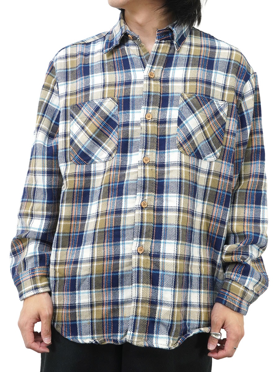 70's 単色タグ BIG MAC 好配色チェック フランネルシャツ 表記(L