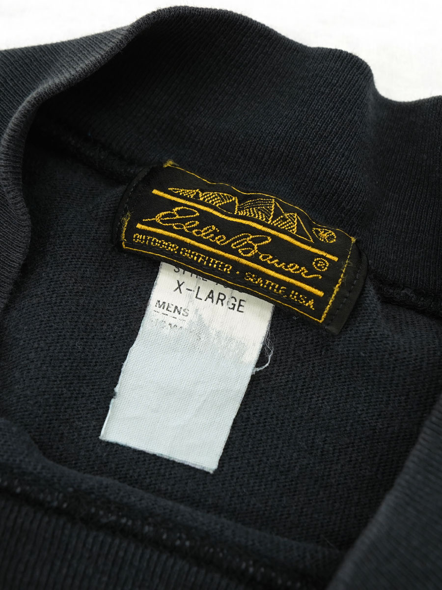 80's 黒タグ エディバウアー モックネック L/S ポケットTシャツ