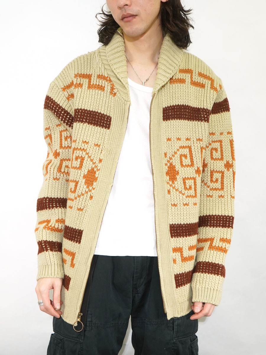 70's PENDLETON HIGH GRADE WESTERN WEAR ZIP-UP WOOL KNIT CARDIGAN