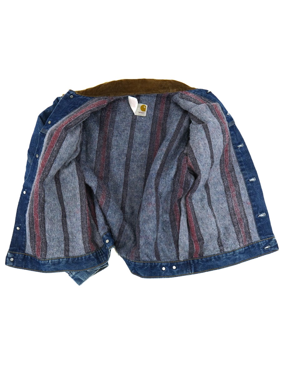 80's カーハート 襟コーズ ブランケットライナー デニムトラッカーJKT 表記(44) USA製
