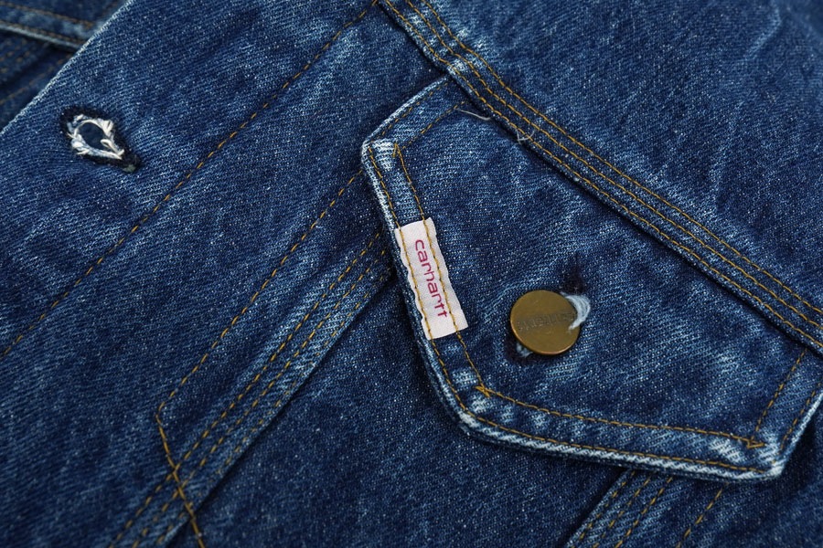 80's カーハート 襟コーズ ブランケットライナー デニムトラッカーJKT 表記(44) USA製