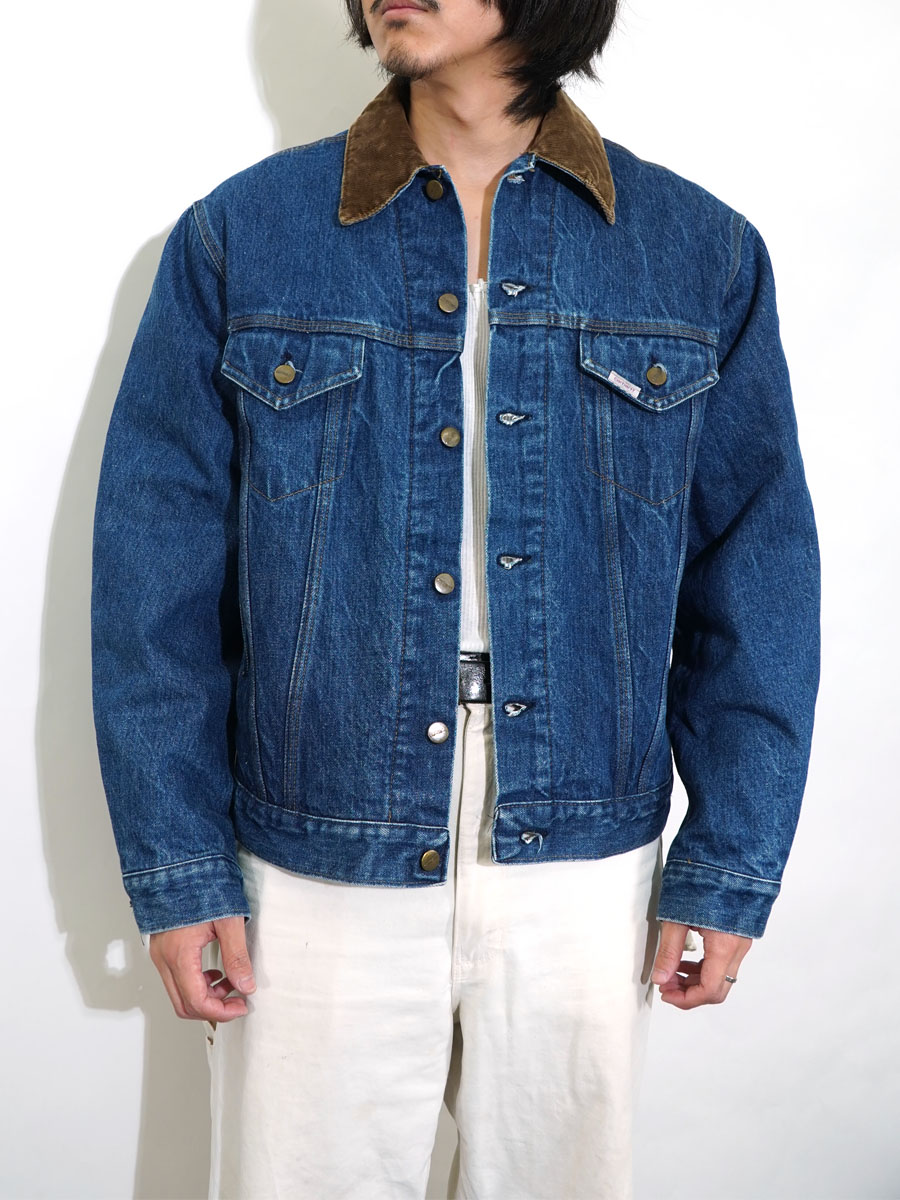 80's カーハート 襟コーズ ブランケットライナー デニムトラッカーJKT 表記(44) USA製