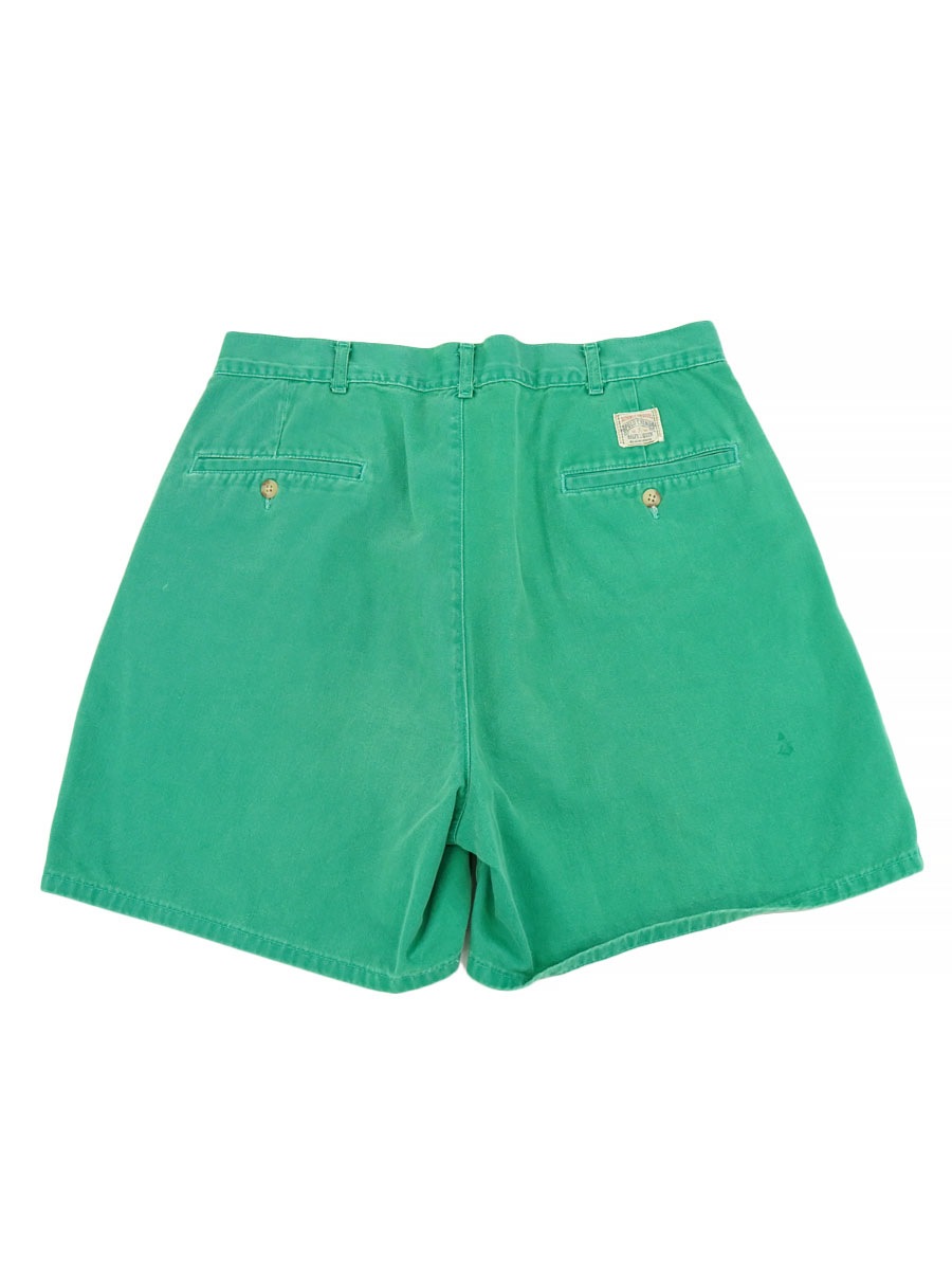 90'S RALPH LAUREN 2-TUCK POLO CHINO SHORTS EMERALD GREEN (APPROX. 32) MADE IN USA 