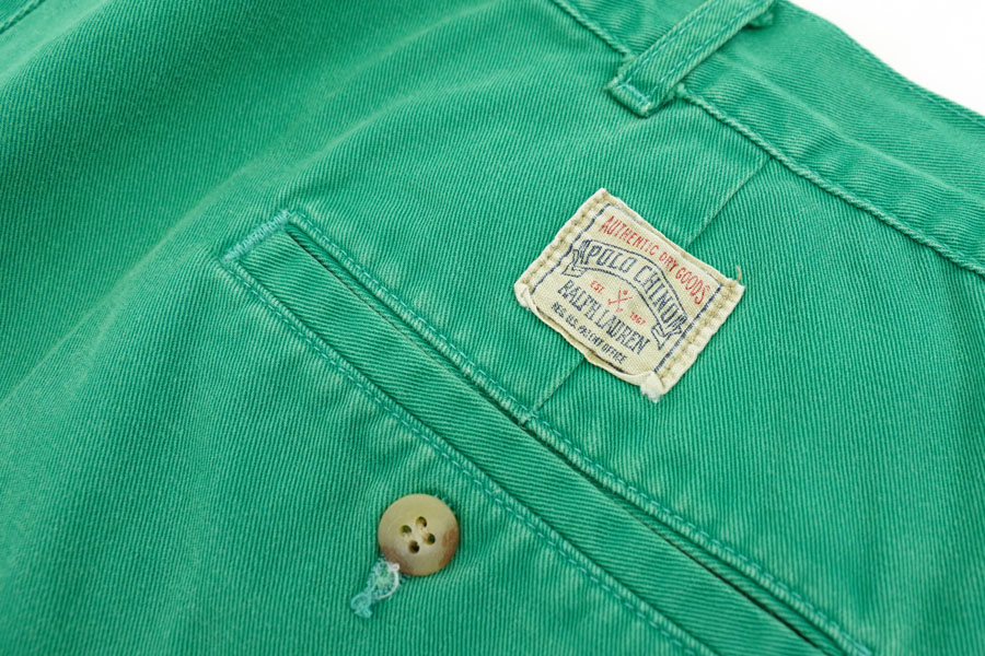 90'S RALPH LAUREN 2-TUCK POLO CHINO SHORTS EMERALD GREEN (APPROX. 32) MADE IN USA 